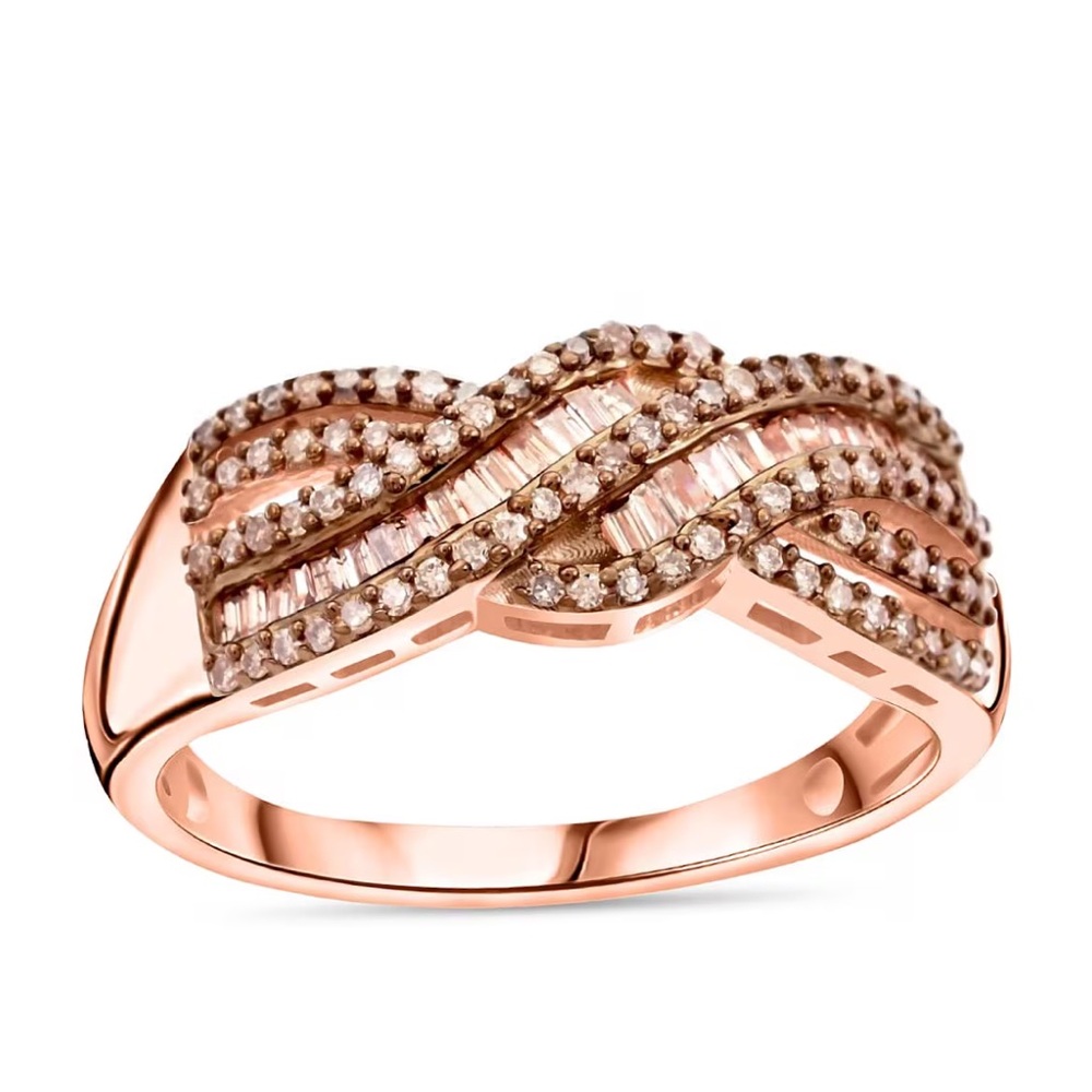 Natural Champagne Diamond Ring Vermeil Rose Gold